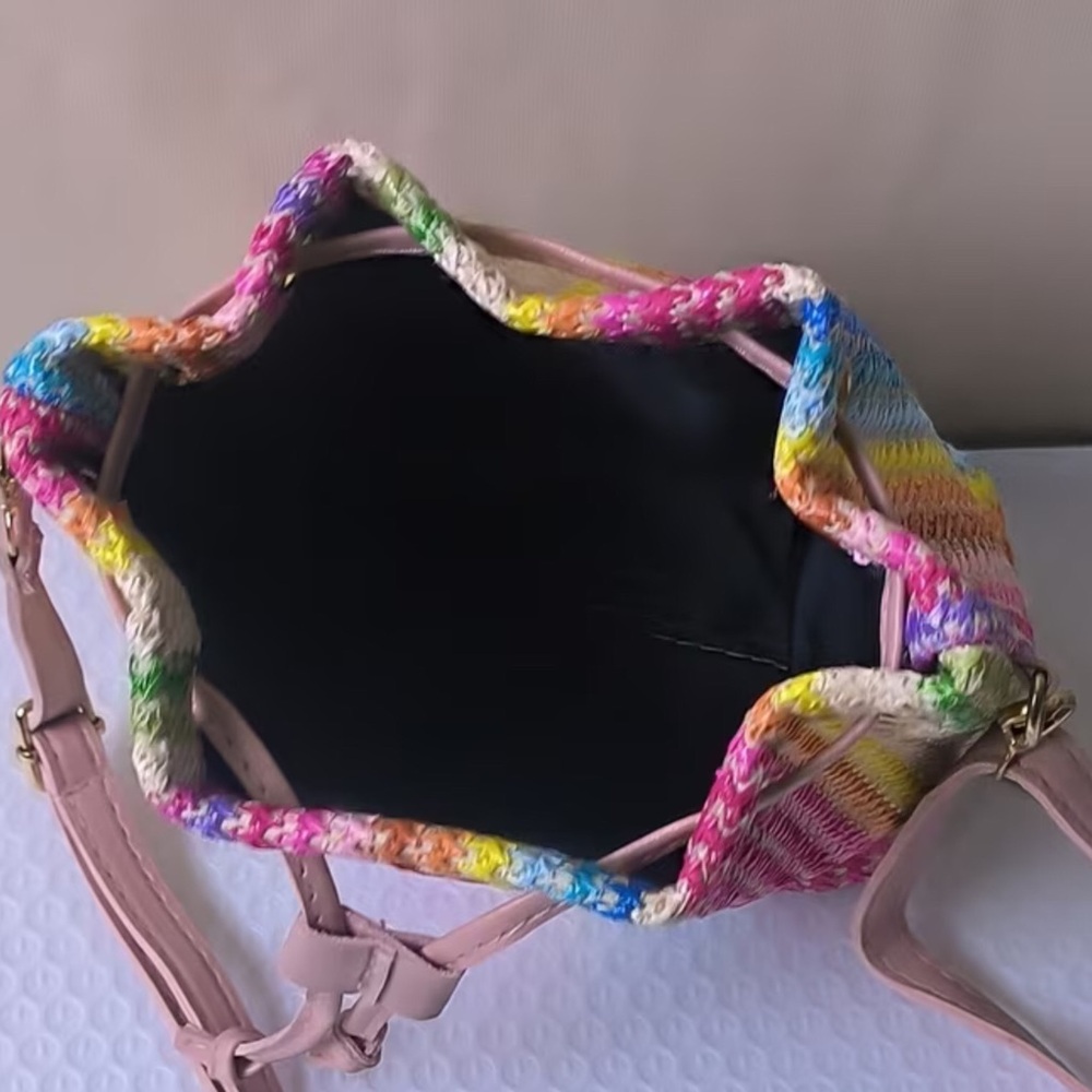Woven Colorful Drawstring Bag - Picture 3 of 4